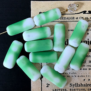 Vintage West German Glass Green Bead 18x7mm VP-4647