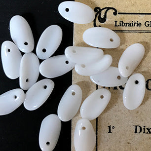 Vintage West German Glass White Bead 10x5mm VP-4651