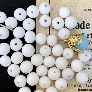 Vintage Japan Glass Milk Glass Bead 6mm VP-4663