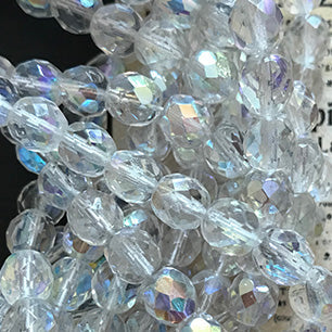 Vintage Czech Glass Aurora Borealis Crystal Clear Bead 8mm VP-5188