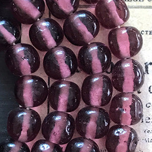 Vintage Japan Haskell Glass Amethyst Purple Baroque Bead 8mm VP-5334