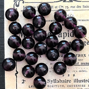 Vintage Japan Glass Amethyst Purple Bead 8mm VP-5335