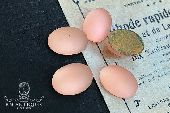 VP-6019 14x10 West German Vintage glass Cabochon Frosted Rose Oval