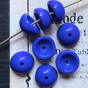 Vintage West German Glass Blue Bead 9x4mm VP-6115
