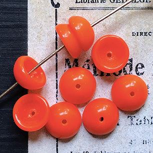 Vintage West German Glass Orange Bead 9x4mm VP-6116