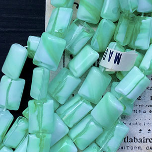 Vintage Japan Glass Green Bead 11x8 VP-6536