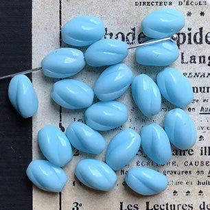 Vintage West German Glass Blue Bead 10x7mm VP-6593