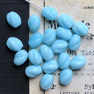 Vintage West German Glass Blue Bead 7x5 VP-6629