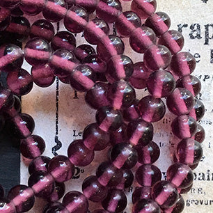 Vintage Japan Glass Amethyst Purple Bead 5mm VP-6751