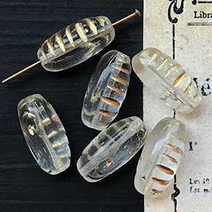 Vintage Czech Glass Crystal Clear Bead 17x8mm VP-6869