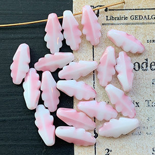 Vintage Czech Glass Pink White Bead 13X6mm VP-6951