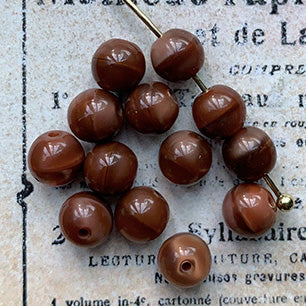 Vintage Czech Glass Brown Round Bead 5mm VP-7181