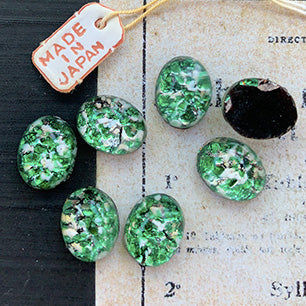 glass cabochon in green for jewelry making