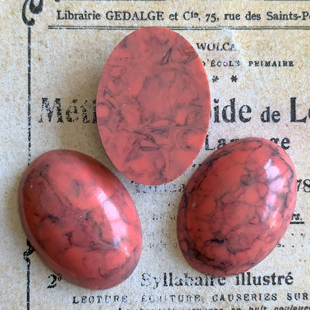 glass cabochon in red for jewelry making
