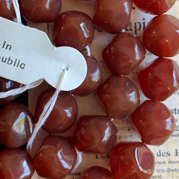 Vintage Czech Glass Carnelian Red Bead 14x13mm VP-8042
