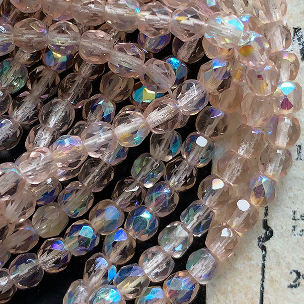 Vintage Czech Glass Aurora Borealis Bead 4mm VP-8120