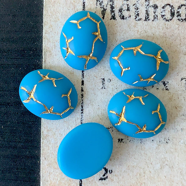 glass cabochon in blue for jewelry making