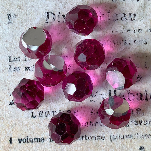 Vintage Swarovski Corona Fuchsia Green Crystal Round ball 6mm VP-8201