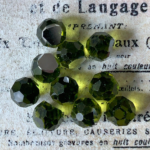 Vintage Swarovski Corona Olive Green Crystal Round ball 6mm VP-8202