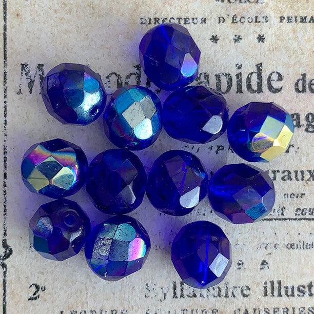 Vintage Czech Glass Aurora Borealis Round Bead 8mm VP-8235