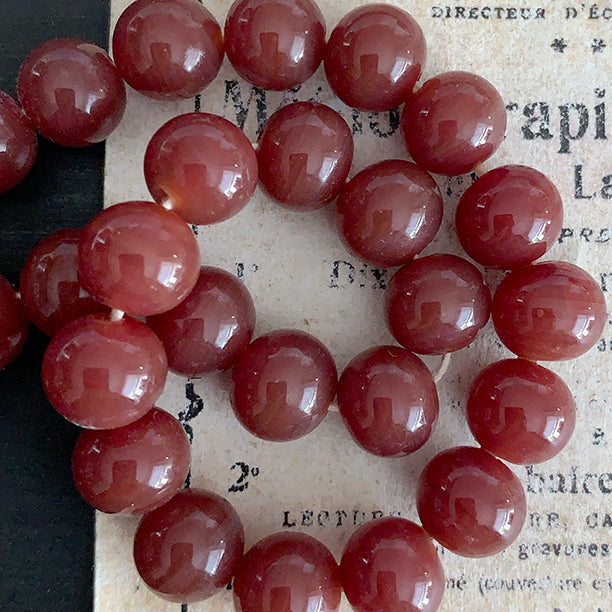 Vintage Japan Glass Red Round Bead 8mm VP-8236