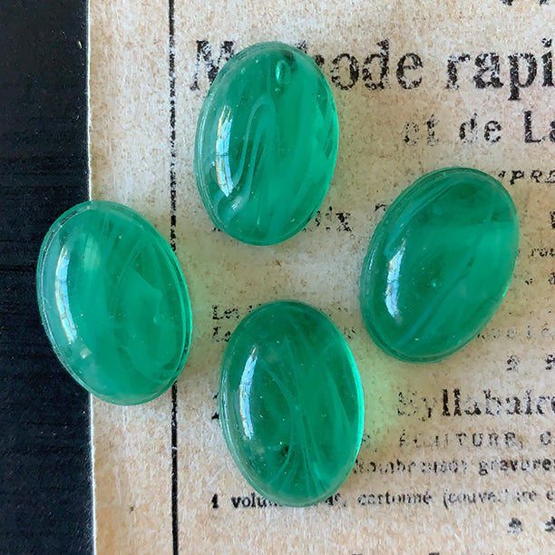 glass cabochon in green for jewelry making