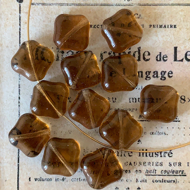 Vintage Czech Glass Brown Bead 10mm VP-8443