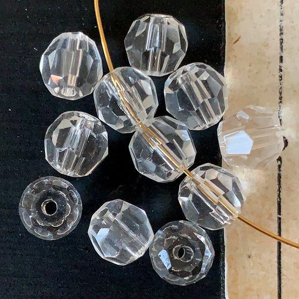 Vintage West German Glass Crystal Clear Bead 7mm VP-8452