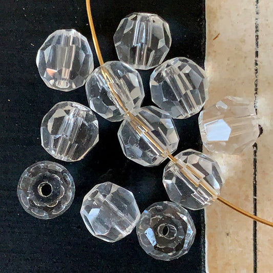 Vintage West German Glass Crystal Clear Bead 7mm VP-8452