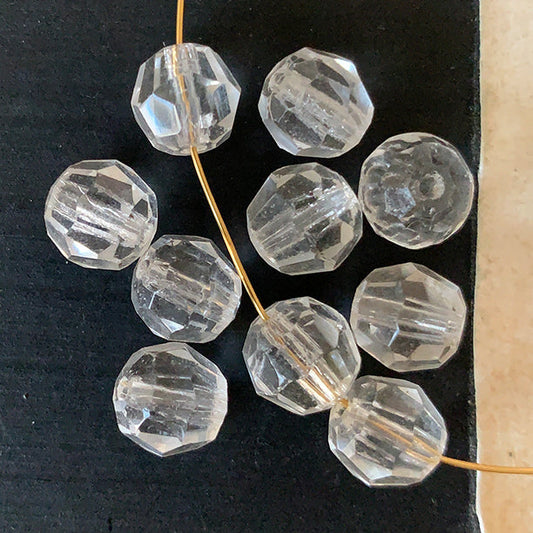 Vintage West German Glass Crystal Clear Bead 8mm VP-8457