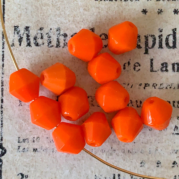 Vintage Czech Glass Orange Bead 6mm VP-8468