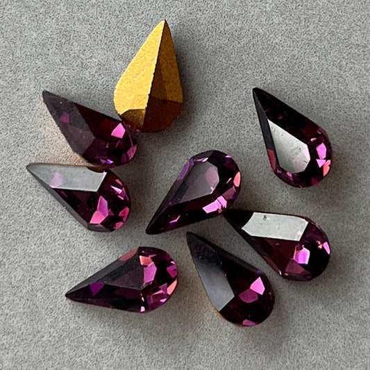 VP-8637 10X6 スワロフスキー ヴィンテージ ラインストーン アメジスト ペアー