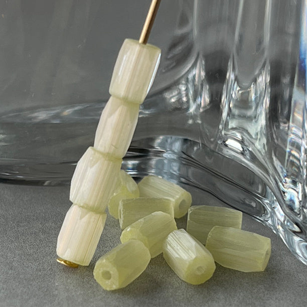 Vintage Czech Glass Satin Lemon Bead 6x4mm VP-8647