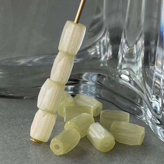 Vintage Czech Glass Satin Lemon Bead 6x4mm VP-8647