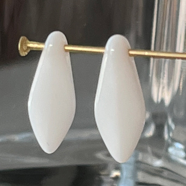 Vintage Czech Glass White Bead 14X5mm VP-8694