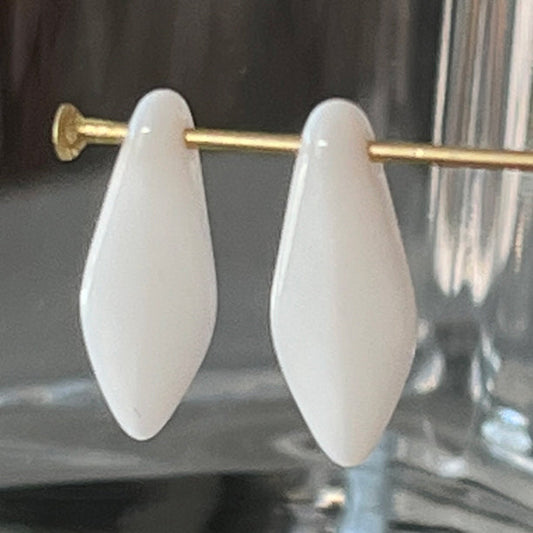 Vintage Czech Glass White Bead 14X5mm VP-8694