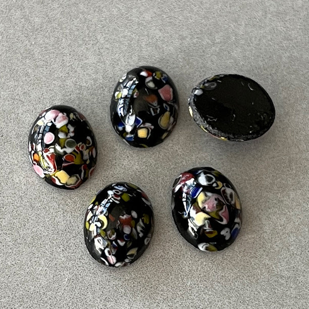 glass cabochon in black for jewelry making