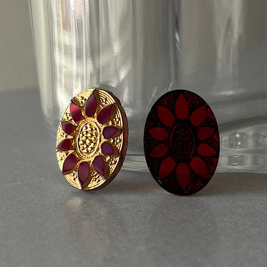 glass cabochon in red for jewelry making