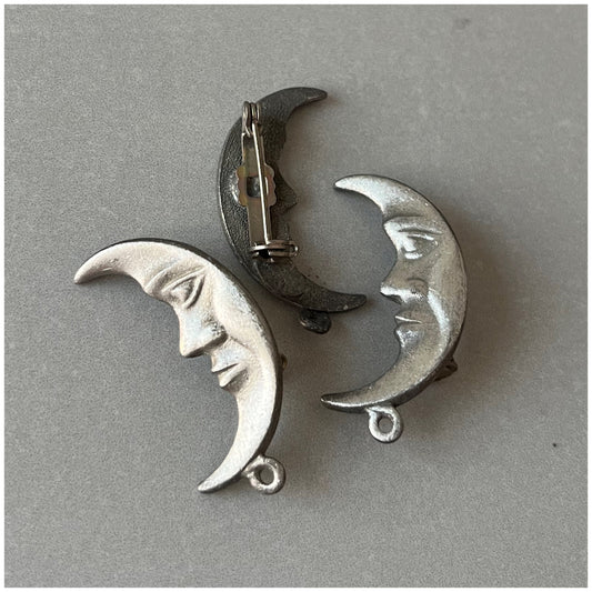 Vintage Moon Unfinished Brooch Pin 3.44cm VP-8876