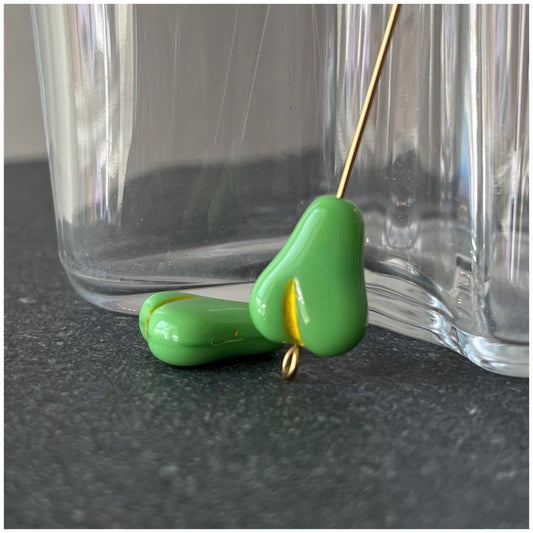 Vintage Czech Glass Green Pear Bead 16x12mm VP-8880