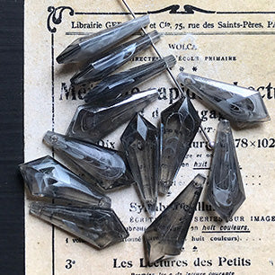 Vintage Avrylic Gray Marble Charm 24x10mm VPL-6639