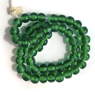 Vintage Japan Haskell Glass Green Baroque Bead 8mm 37cm Strand VPL-6726