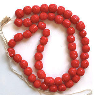 Vintage Japan Haskell Glass Red Baroque Bead 8mm 38cm Strand VPL-6746