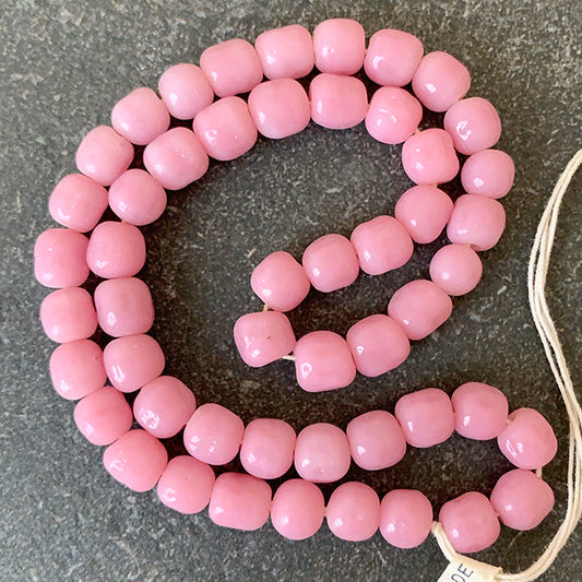 Vintage Japan Haskell Glass Opaque Pink Baroque Bead 8mm 38cm Strand VPL-8528